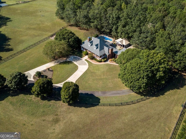 aerial view with a rural view