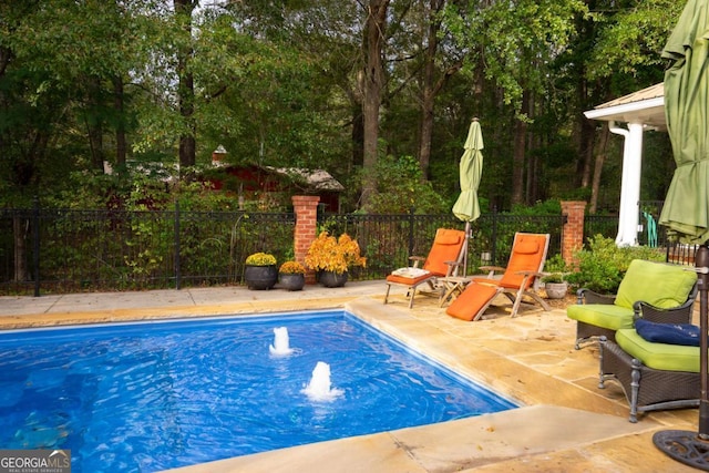 view of swimming pool featuring a patio area