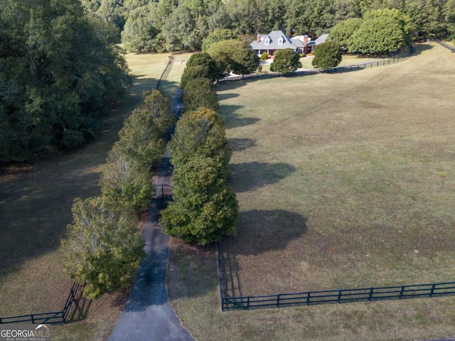 aerial view featuring a rural view