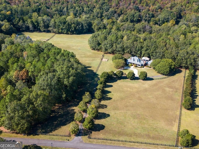 aerial view featuring a rural view