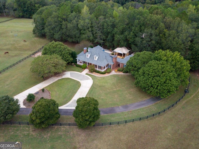 aerial view with a rural view