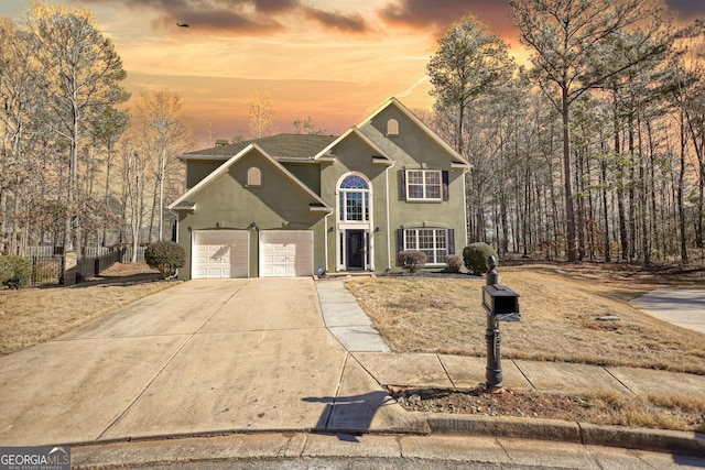 view of property with a garage