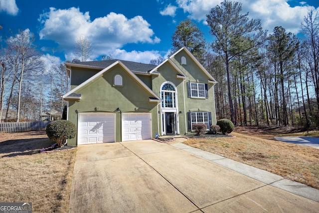 view of front property with a garage