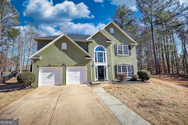 front facade with a garage