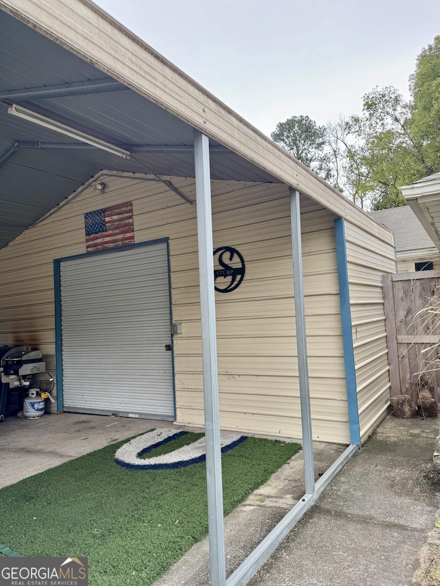 view of outdoor structure featuring a garage