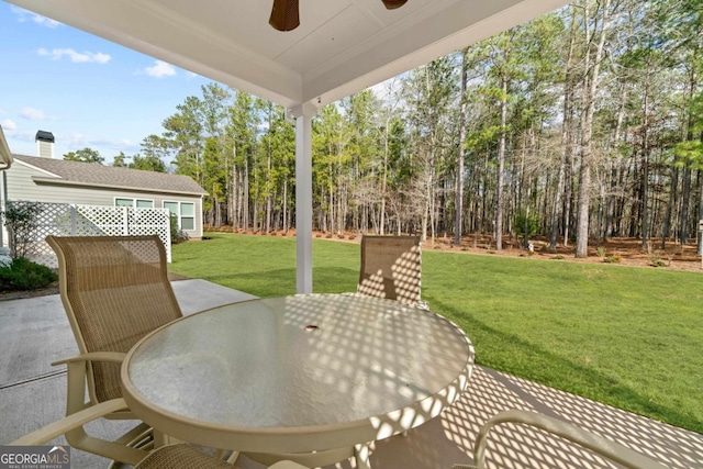 view of patio / terrace with ceiling fan