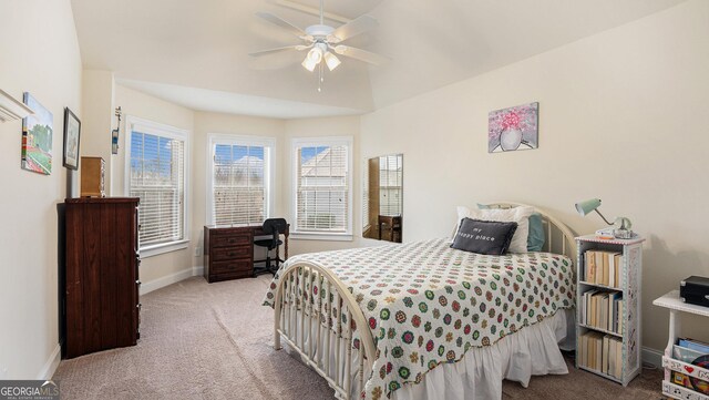 bedroom featuring dark wood-type flooring and ceiling fan