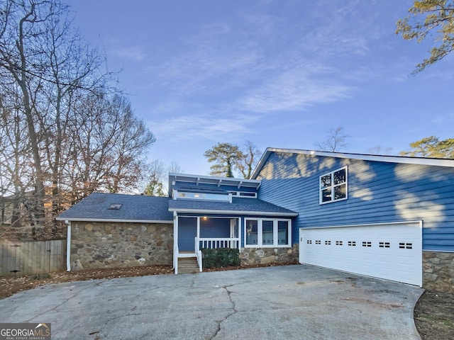 view of front property featuring covered porch