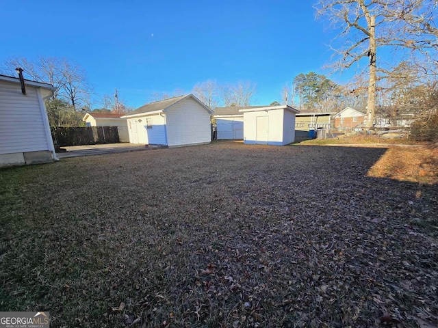 exterior space featuring a storage shed