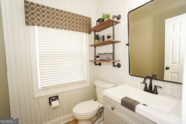 bathroom with toilet and vanity