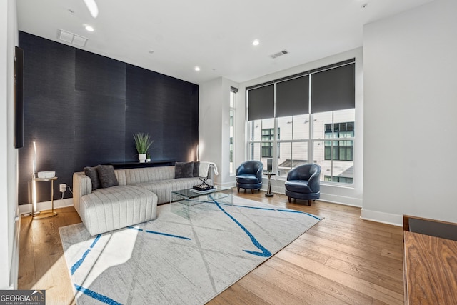 living room featuring light hardwood / wood-style floors