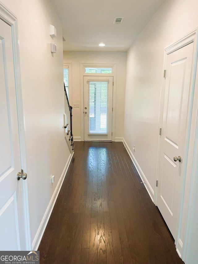 entryway featuring dark hardwood / wood-style flooring