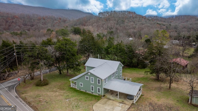 aerial view with a mountain view