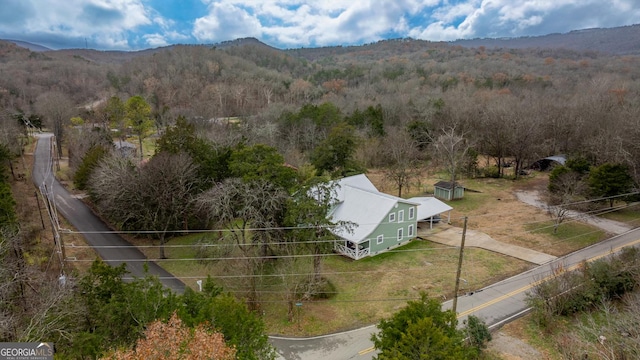 drone / aerial view with a mountain view