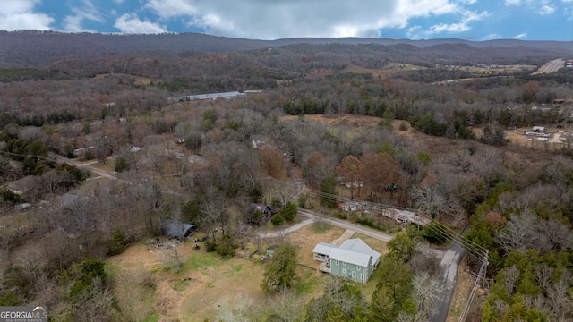 aerial view with a mountain view