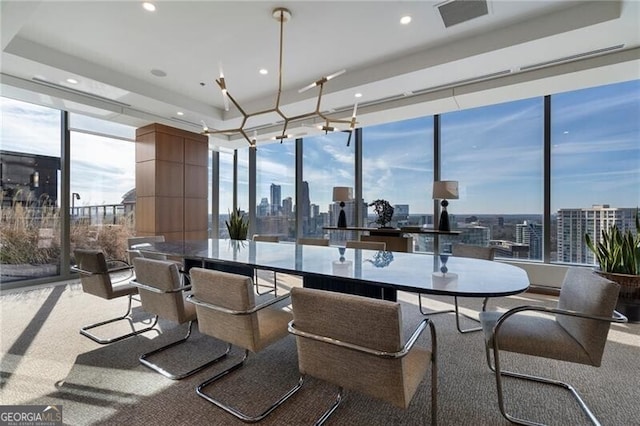 dining space featuring carpet floors