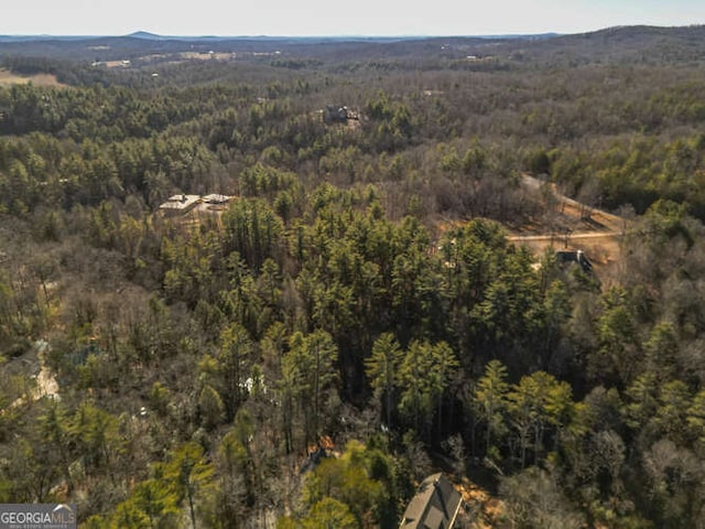 drone / aerial view featuring a view of trees