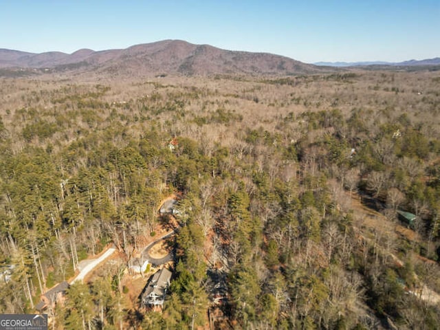 mountain view with a wooded view