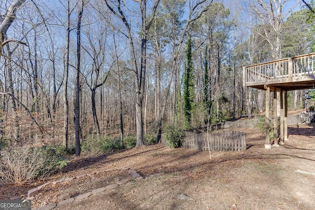 view of yard with a deck