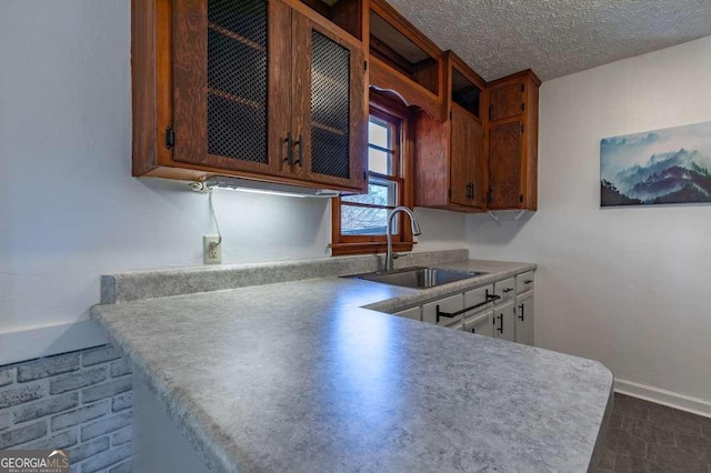 kitchen featuring sink and a textured ceiling