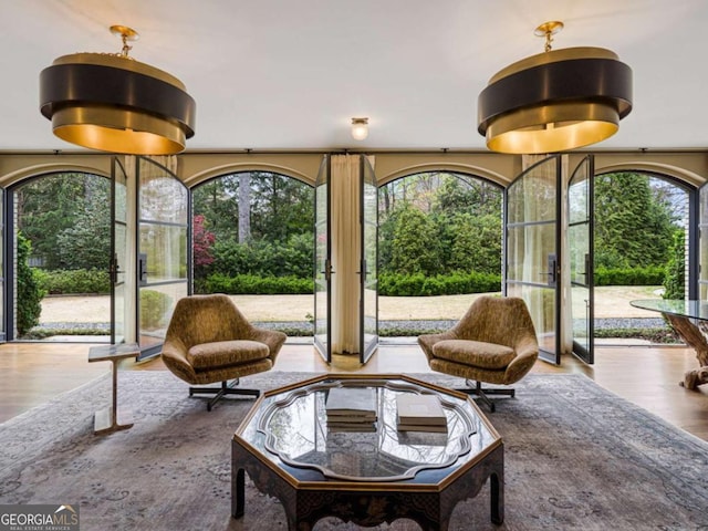 interior space with wood finished floors