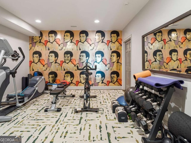 3612 Castlegate Dr NW, Atlanta, GA 30327 - exercise room featuring recessed lighting