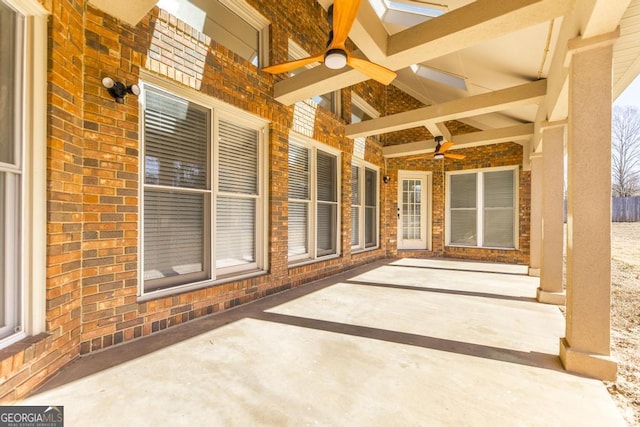 view of patio / terrace with ceiling fan