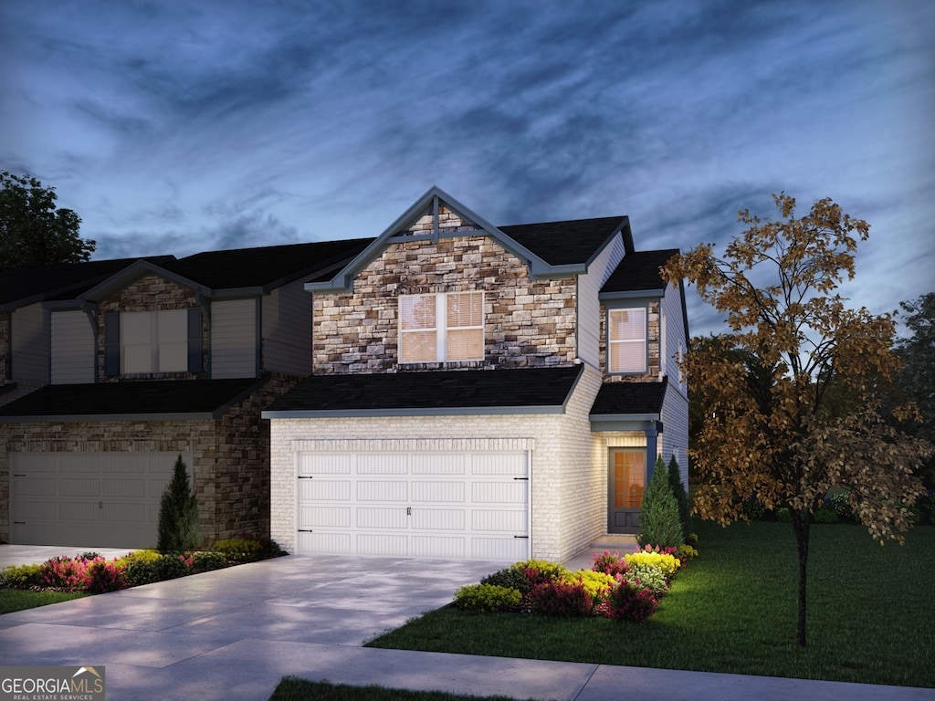 front facade with a garage