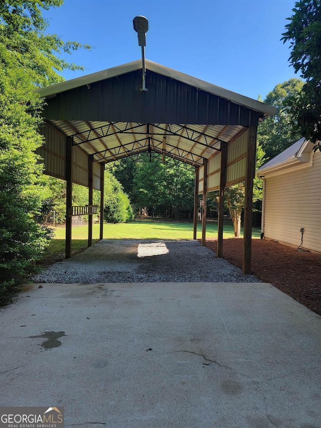 view of parking / parking lot featuring a carport