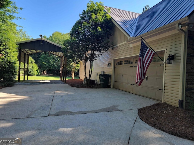 view of property exterior featuring a garage