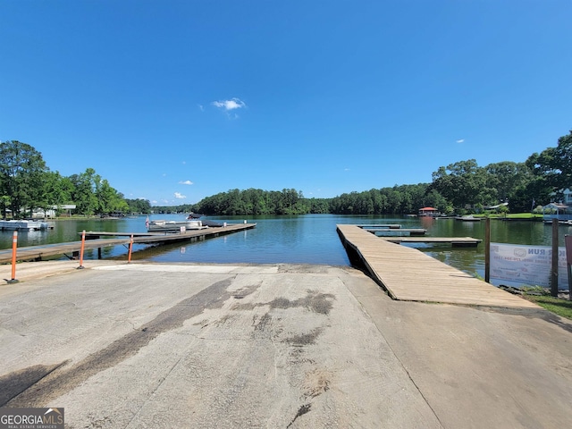 view of dock featuring a water view