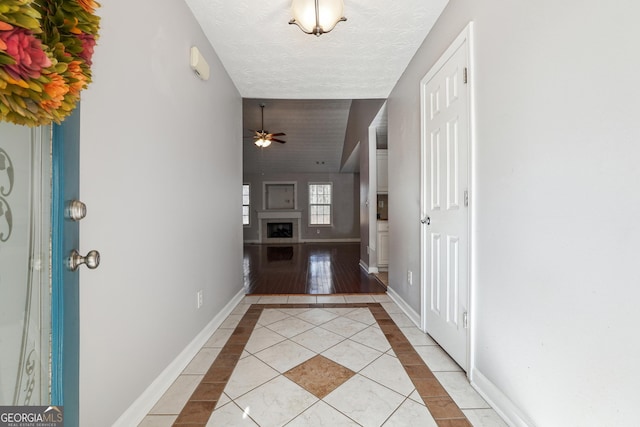 interior space featuring light tile patterned flooring