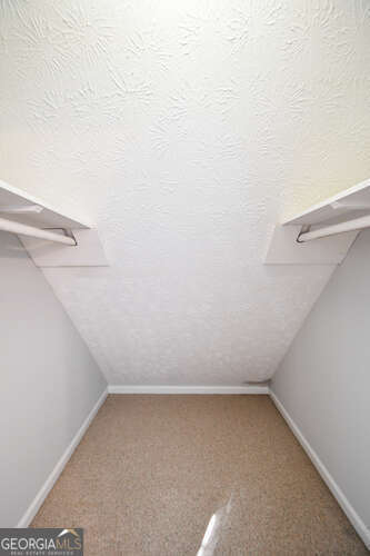 spacious closet with carpet and vaulted ceiling