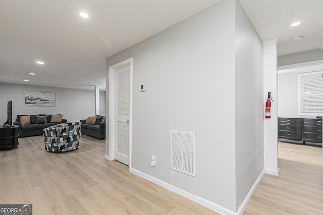 hall featuring light hardwood / wood-style flooring