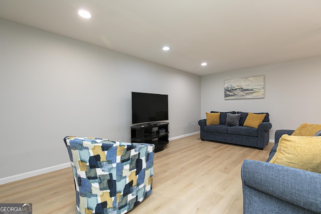 living room with light wood-type flooring