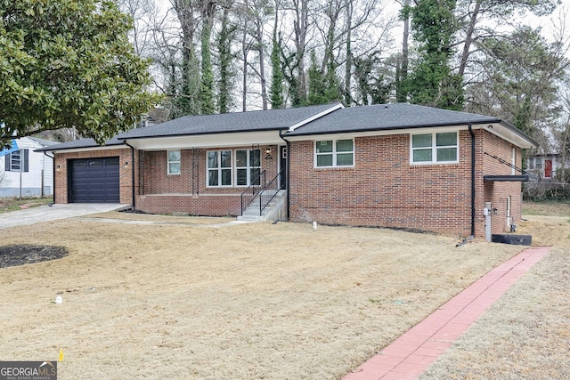 single story home with a garage and a porch