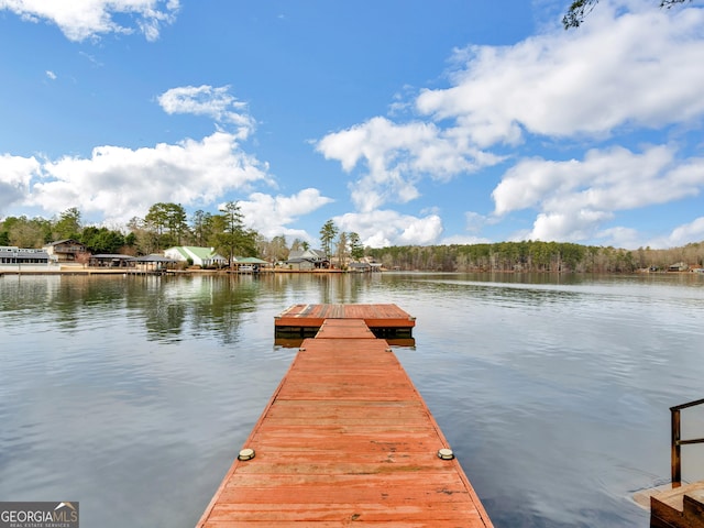 dock area featuring a water view