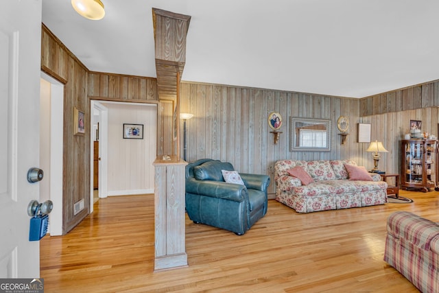 living room featuring light wood-type flooring