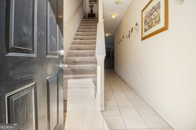 interior space with tile patterned flooring