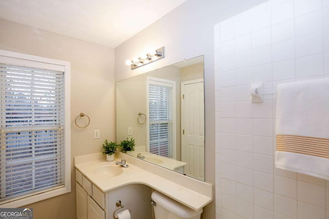 bathroom with toilet and vanity