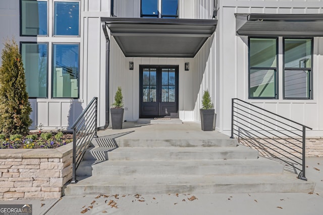 doorway to property with french doors