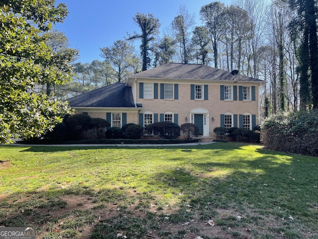 colonial house with a front lawn