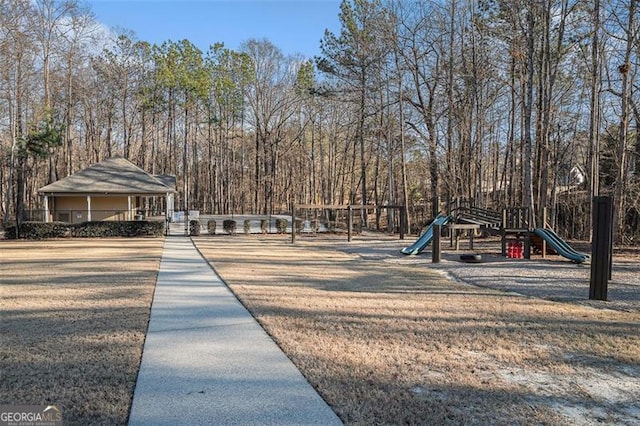 view of yard featuring a playground