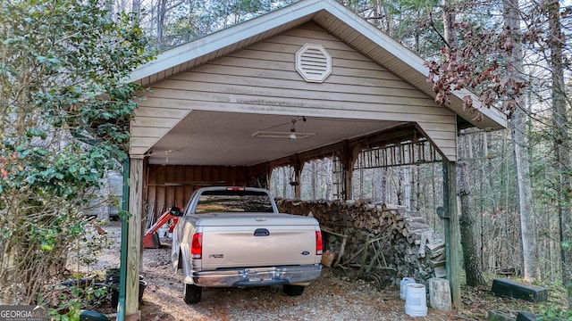 view of parking / parking lot with a carport