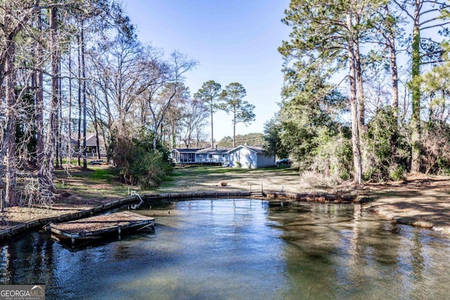 dock area featuring a water view