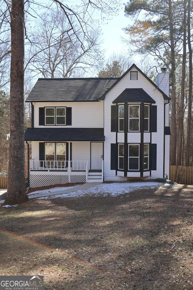 view of front facade featuring covered porch