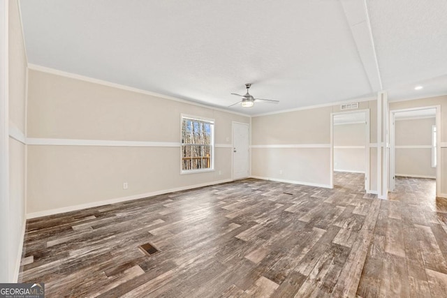 spare room with ceiling fan and hardwood / wood-style floors