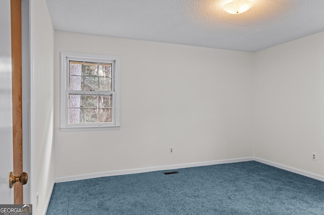 empty room featuring carpet and a textured ceiling