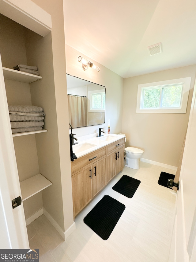 bathroom with toilet and vanity