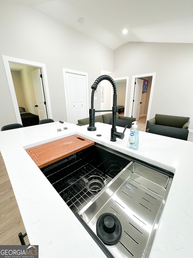 room details featuring wood-type flooring and sink